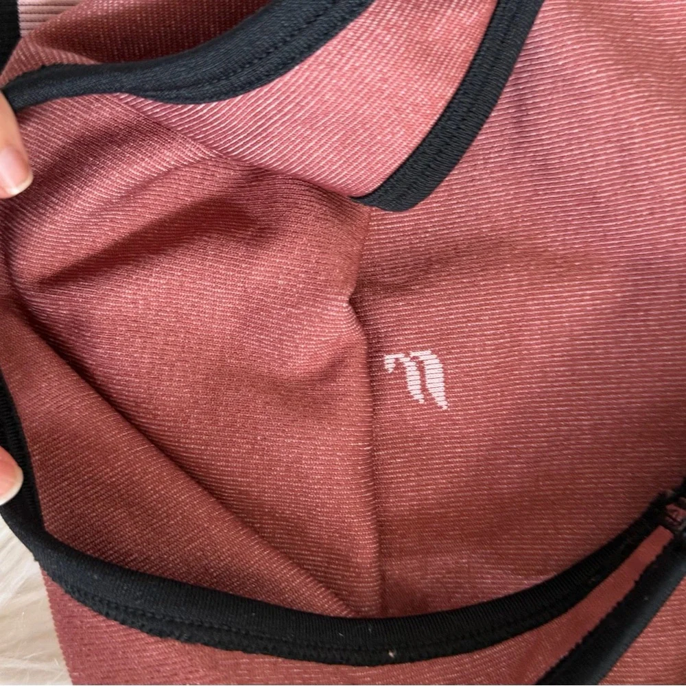 Pink and Rose Athletic Set - Striped Crop Top and Leggings - Picture 4 of 6